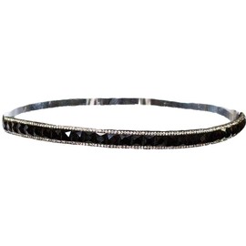 Mia Embellished Headband, Beautiful Pretty Black Square Rhinesstones And Clear Diamond Edges, Velvet Lined, For Women and Girls 1pc