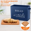 LIANYU Navy Blue Bread Box with Bamboo Cutting Board Lid,