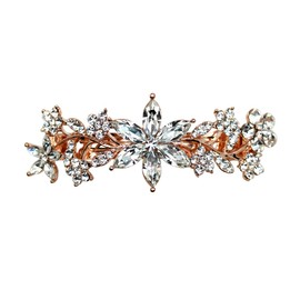 Faship Gorgeous Clear Crystal Rose Gold Floral Barrette