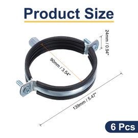 uxcell 6 Pcs Split Ring Pipe Hanger, 90mm/3.5inch Adjustable Pipe Bracket Clamp Wall Ceiling Mount Pipe Strap Support for Plumbing Drainage Pipe Tube