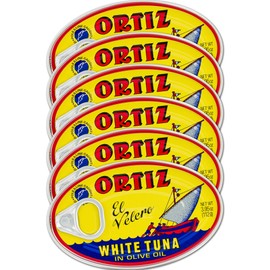 Ortiz White Tuna in Olive Oil, Fresh Tender Slices, Spanish Wild Caught Tuna, High in Protein and Omega 3 Fats, Excellent in Salad, Pasta or Sandwiches - No Need to Add Mayo, 3.95oz Can (Pack of 6)
