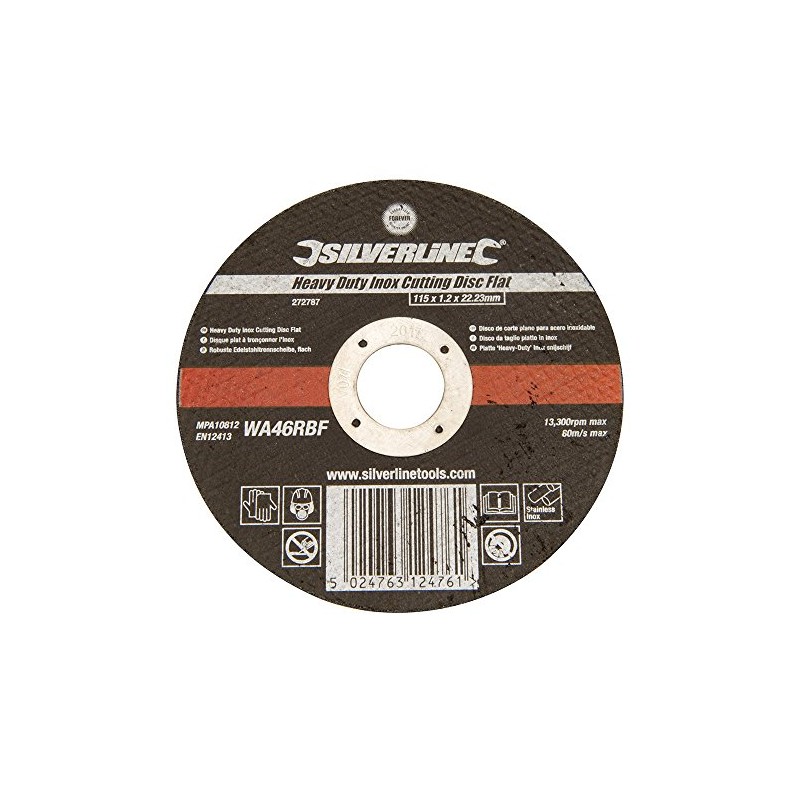 Silverline 272787 Heavy Duty Inox Slitting Disc Flat 115 x