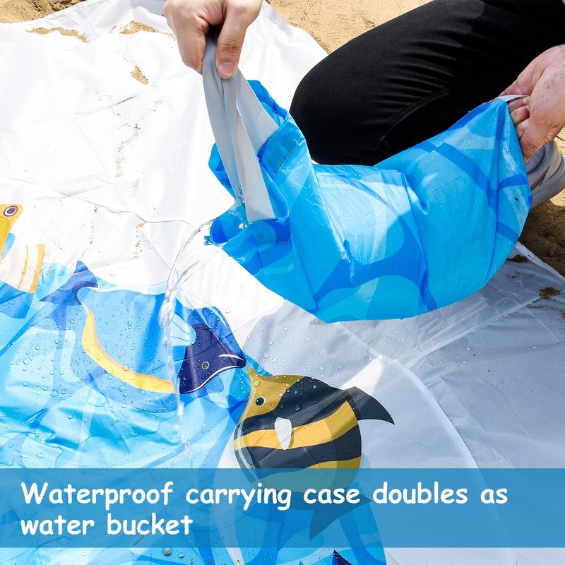 1Pc Beach Pool, 2X2m Portable Pool Blue Beach Mat Paddling