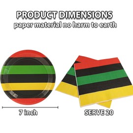 EaciTown Juneteenth Party Plates and Napkins Paper Black History Month Plates Tissues African Birthday Party tableware disposable
