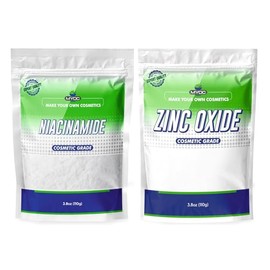 MYOC White Zinc Oxide Powder (110 gram) & Pure Niacinamide Powder (110gm) 3.9oz - Cosmetic Grade| Combo Pack