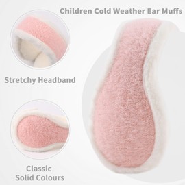 OMUKY Kids Winter Earmuff Warm Plush Ear Covers for Children Cold Weather Ear Warmer（Pink）