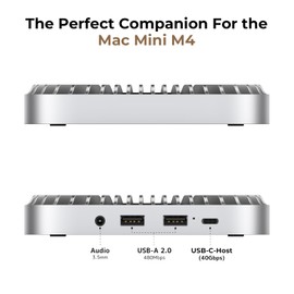 40Gbps Aluminum Hub & Stand for New M4/M4 Pro Mac Mini (2024) with 40Gbps NVMe/M.2 SSD Enclosure, 2X USB-A, USB-C Host, 3.5mm Audio – Compatible with All New Mac Mini M4/M4 Pro