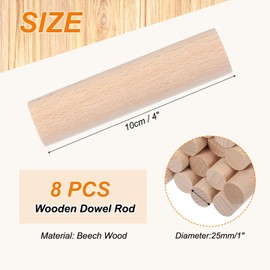 PATIKIL 1 x 4 Inch Wooden Dowel Rod, 8 Pcs Wood Dowels Unfinished Round Wood Sticks Precut Wooden Rods for Craft DIY Projects Home Decor, Natural Color