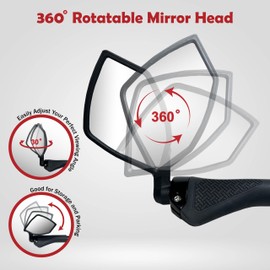 Hafny 2025 Bar End Bike Mirror, HD Glass Lens, Ajustable & Rotatable Safe Rearview Bicycle Mirror, Blast-Resistant, HF-6003-FR054 (Silver Glass Left Side)