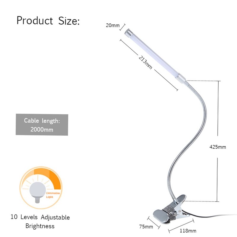 Foldable Table lamp Clamp Clip Desk Lamp DC5V 10W 36