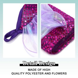 GEMILY Fashion Sequin Fingerless Gloves Tulle Long Tea Party Gloves Sparkle Yarn Fairy Gloves for Women and Girls(purple)