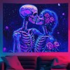 Starlit Patio Blacklight Skull Tapestry UV Reactive Glow In The