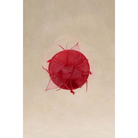 BABEYOND Women's Pillbox Fascinator Hat Kentucky Hat Feather Derby Tea Party Fascinator with Veil for Cocktail Red