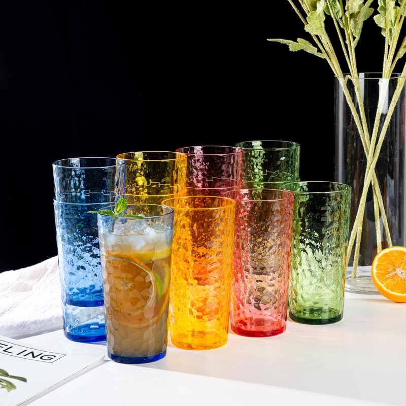 ZAINCA 24-ounce Plastic Tumblers, Acrylic Drinking Glasses High-Balls, set of