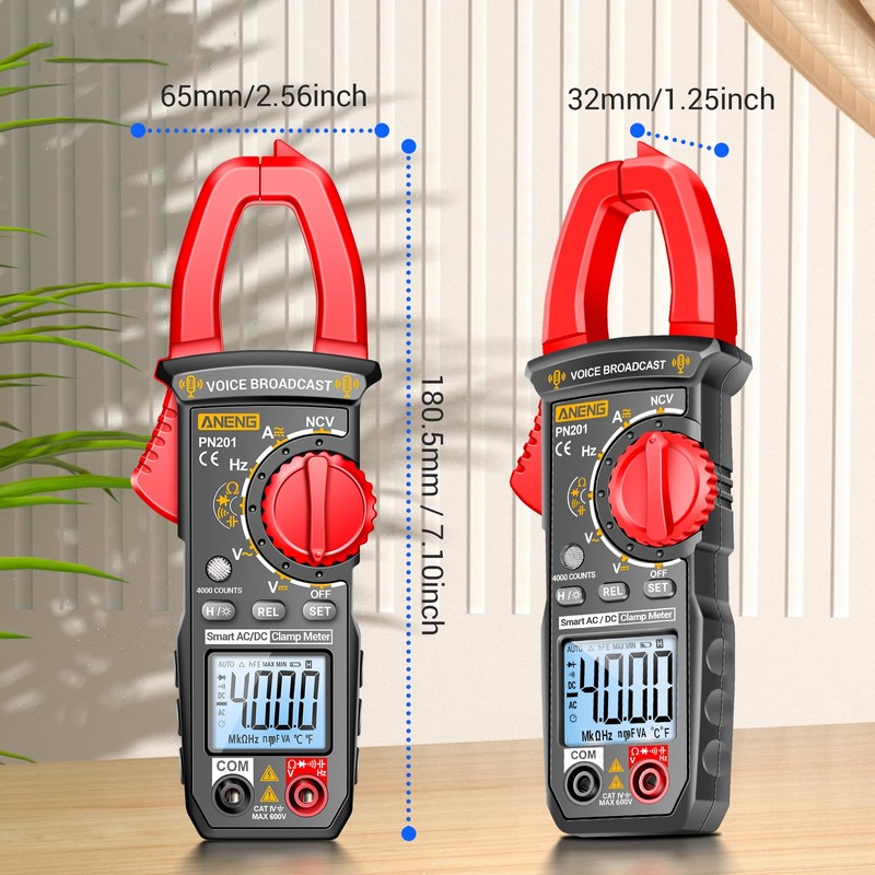PN201 Voice Meters Digital Clamp Meter Multimeter Tester 4000 Counts