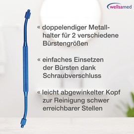 wellsamed Duo Interdental Brush Holder with Angled Head Blue for Effective Cleaning of Interdental Spaces