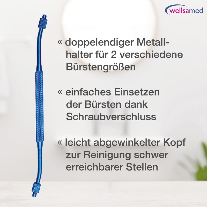 wellsamed Duo Interdental Brush Holder with Angled Head Blue for