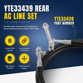 YTE33439 Rear AC Line Set, Durable High-Pressure Air Conditioning House Replacement for 2007-2014 Chevy Tahoe, Yukon, Escalade Short Wheelbase SUV,Rear Auxiliary AC Hose Kit with Nylon Cable Ties
