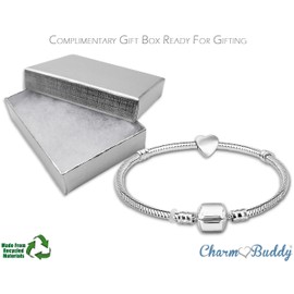 16cm Girls Starter Charm Bracelet with Silver Heart and Gift Box for Age 5-7 Years