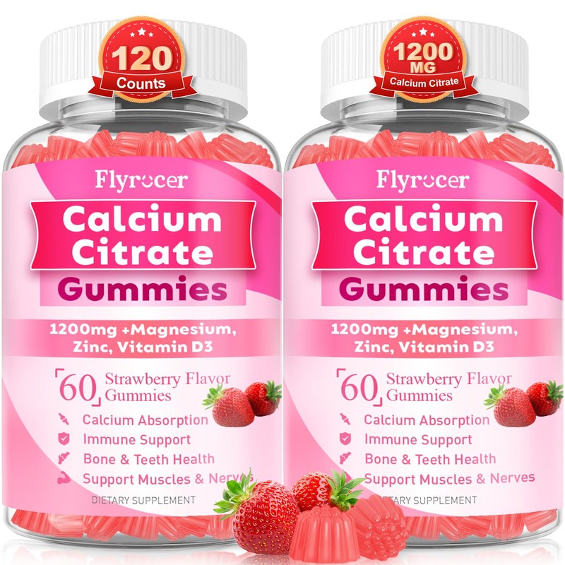 Calcium Citrate Gummies - Chewable Calcium Gummies for Bone, Muscle,
