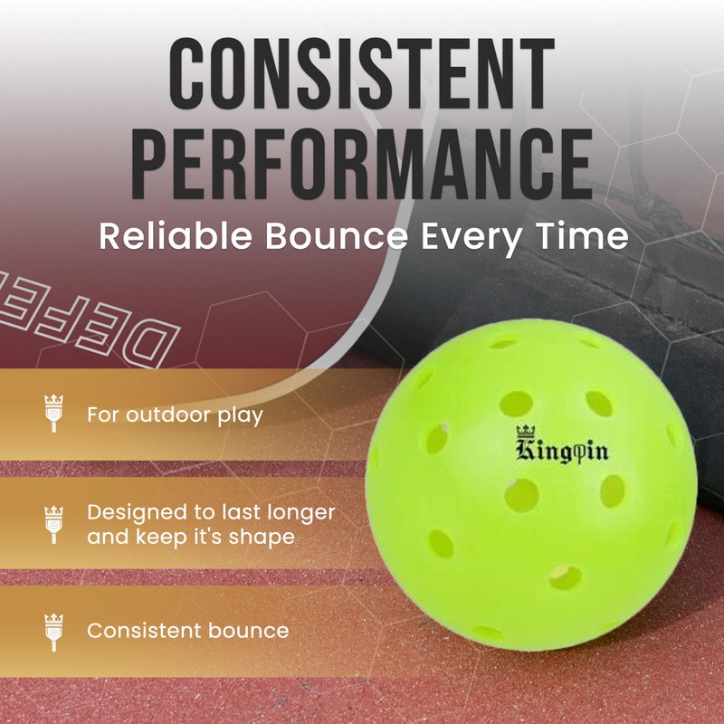 Kingpin Pickleball Balls – Precision-Engineered 2.9-Inch Diameter, Durable Polyethylene, Consistent