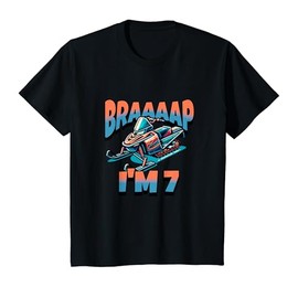 Kids Snowmobile Braaaap I'm 7 Year Old 7th Birthday Boy T-Shirt