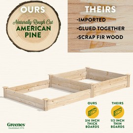 Greenes Fence Original Pine Raised Garden Bed, 4' x 8' x 7-10.5" - Made in USA with American Pine