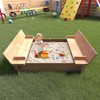 Wood Sandbox with 2 Foldable Bench Seats, Kids' Outdoor Cedar