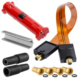 HB Digital SAT Window Feed-Through Gold HQ for Windows and Doors Ultra Flat + Mounting Key Twisting Aid + Stripping Tool Stripper + 4 x Gold-Plated F-Connector + 2 x Rubber Grommets