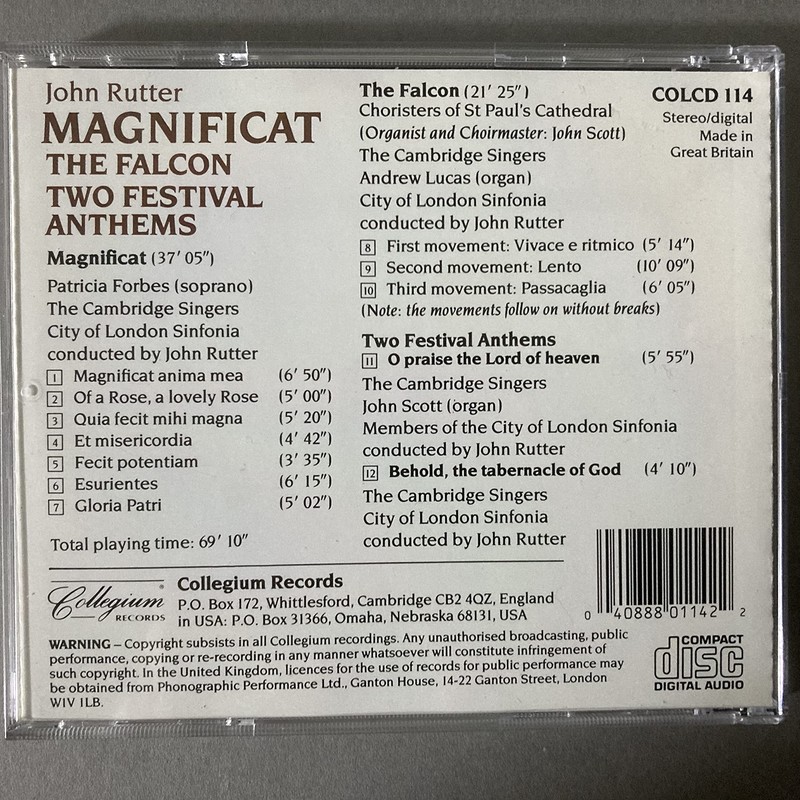 Rutter: Magnificat / The Falcon / Two Festival Anthems