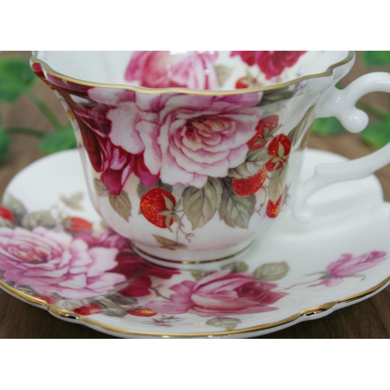 Royal Arden 37101 Bone China Cup & Saucer, Rose Pattern,