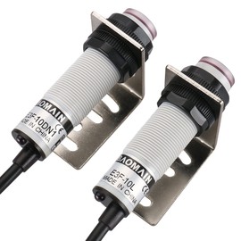 Baomain 1 Pair M18 Infrared Ray Through-Beam Reflection Optical Photoelectric Sensor Switch E3F-10DN3/E3F-10L NPN NO+NC 10-30V DC Sensing Distance 10m 4 Wires with Mounting Bracket