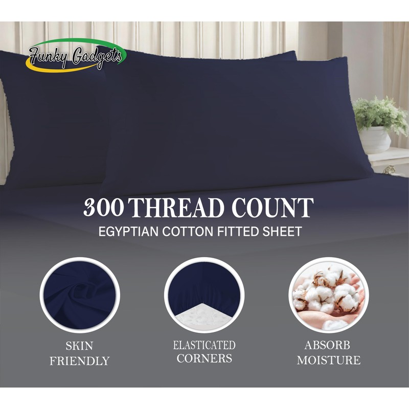 Funky Gadgets Deep Fitted Sheet King Size Navy 100% Egyptian