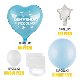 BETESSIN Benvenuto Piccolino Decorative Table Ornaments for Baby Birth Boys and Girls (Blue)