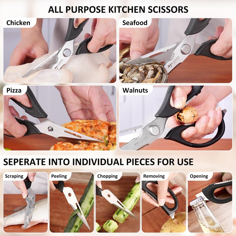Kitchen Scissors All Purpose Kitchen Shears Come Apart,Stainless Steel Utility