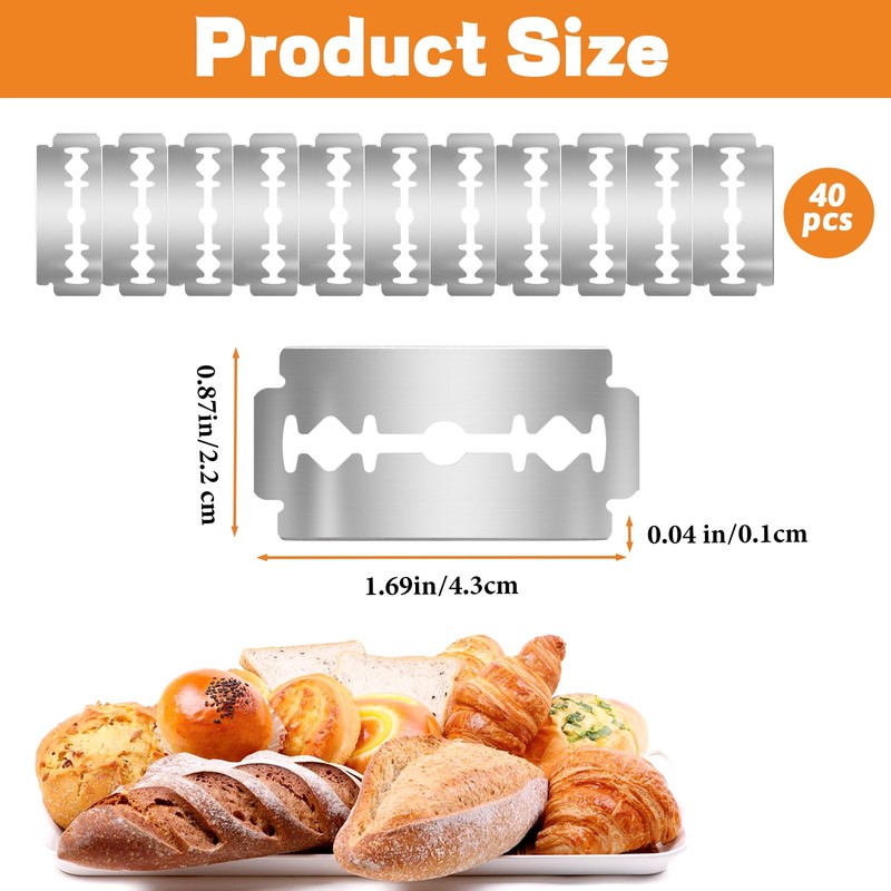 Bread Lame Blades Refill 40 PCS Breads Scoring Blade Stainless