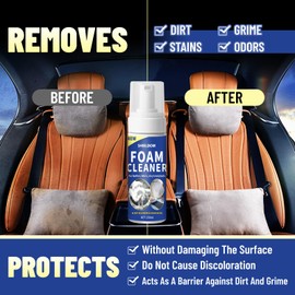 SHIELDOM Multifunctional Interior Foam Gentle Stain Cleaner for Seat, Carpet & Dashboard Any Suface Multi Purpose Deep Cleaner for Car & Home Upholstery Leather, Fabric, Plastic -5Oz/150ML