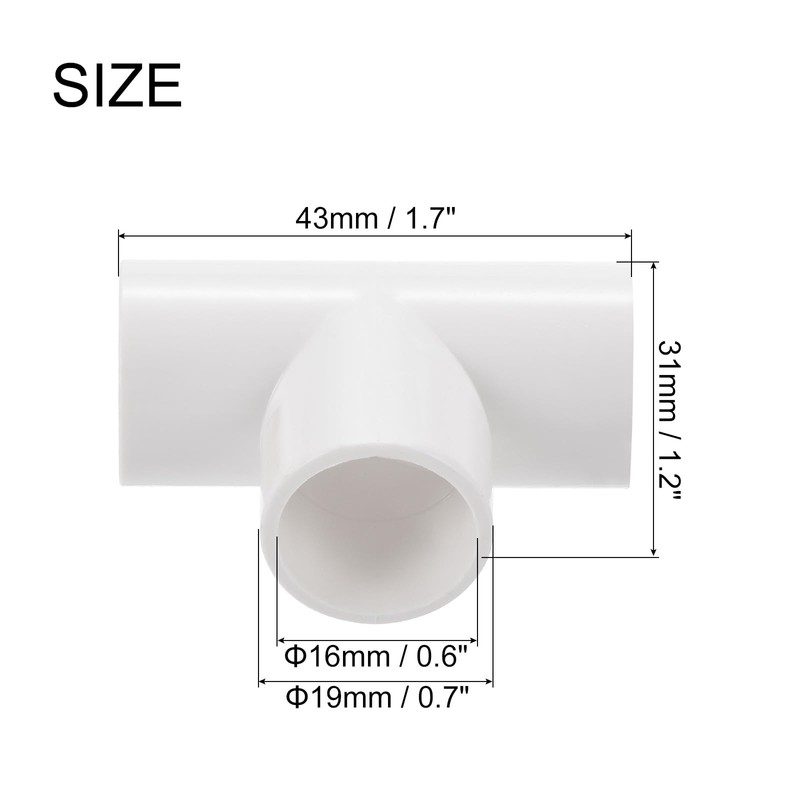 QUARKZMAN PVC Pipe Connector T-shaped Coupling Connection Pipe White 16mm