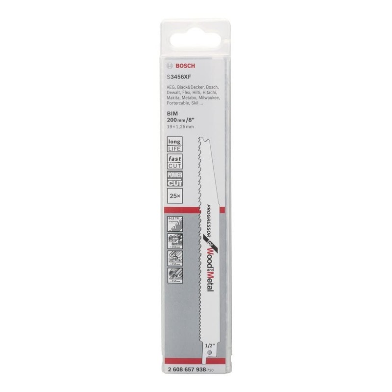 Bosch Professional 25 Stück Säbelsägeblatt S 3456 XF Progressor for