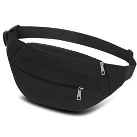 Bumbags and Fanny Packs for Men Women Hiking Running Travel Waterproof Waist Bag Walking Dog Outdoor Sport for Ladies Boys (Black)