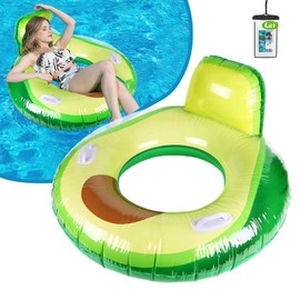 Inflatable Pool Float Adult Avocado Swimming Ring Giant Lounge Floating Swim Tube with Handles Summer Beach Outdoor Party Water Sport for Kids Adults