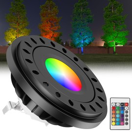 Noobibaba PAR36 LED Landscape Bulb 12V 7W Color Changing PAR36 LED Bulb Aluminum Body 12V-24V Ac/Dc 600lm G53 Base Spotlight Warm White+15 RGB Colors for Outdoor Landscape Lighting 1-Count