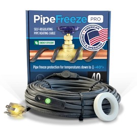 Radiant Solutions Company Intelligent Heat Tape for Water Pipe Freeze Protection - With GlowCap™, Built-in Thermostat, Tape Included, 10-yr Warranty, Heavy-Duty, Self-Regulating, 120V (80 Ft)