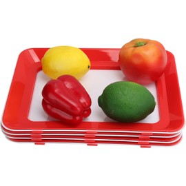 Keenso Bandeja de Conservación de Alimentos Contenedor de Sellado Al Vacío para Refrigerador Congelador, Herramienta de Cocina que Ahorra Espacio para el Hogar sin Bpa 4 Piezas