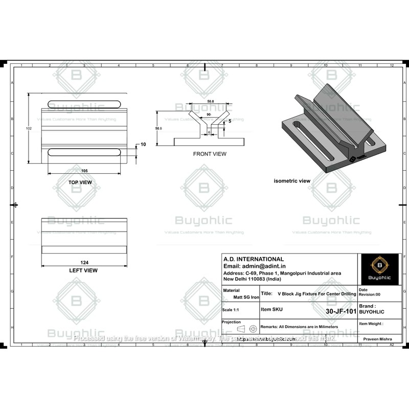 Buyohlic SGI V Block Jig Fixture For Center Drilling of