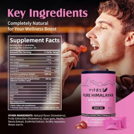 VIFSSG Shilajit Gummies, 3000 Mg Shilajit Pure Himalayan Organic with Ashwagandha, T...