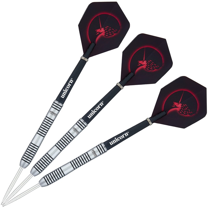 Unicorn Unisex Core Plus|Style 1|Steel Tip Darts, Silver / Black,