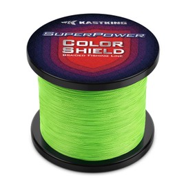 KastKing Superpower ColorShield - Línea de pesca trenzada, verde neón, 15 libras, 300 yardas, X4