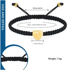 constantlife Heart Cremation Urn Bracelet for Ashes - Stainless Steel Paw Print Pendant Keepsake Jewelry Adjustable Braided Wristband Bangle Pet Dog Cat Memorial Gift for Women (Golden)