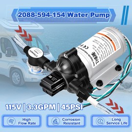 2088-594-154 Industrial Diaphragm Water Pump,45PSI/3.1Bar 3.3GPM/11.4LPM 115V 198GPH Industrial Pump,1/2in Portable Electric Utility Industrial Pump for Beverage and Water Applications
